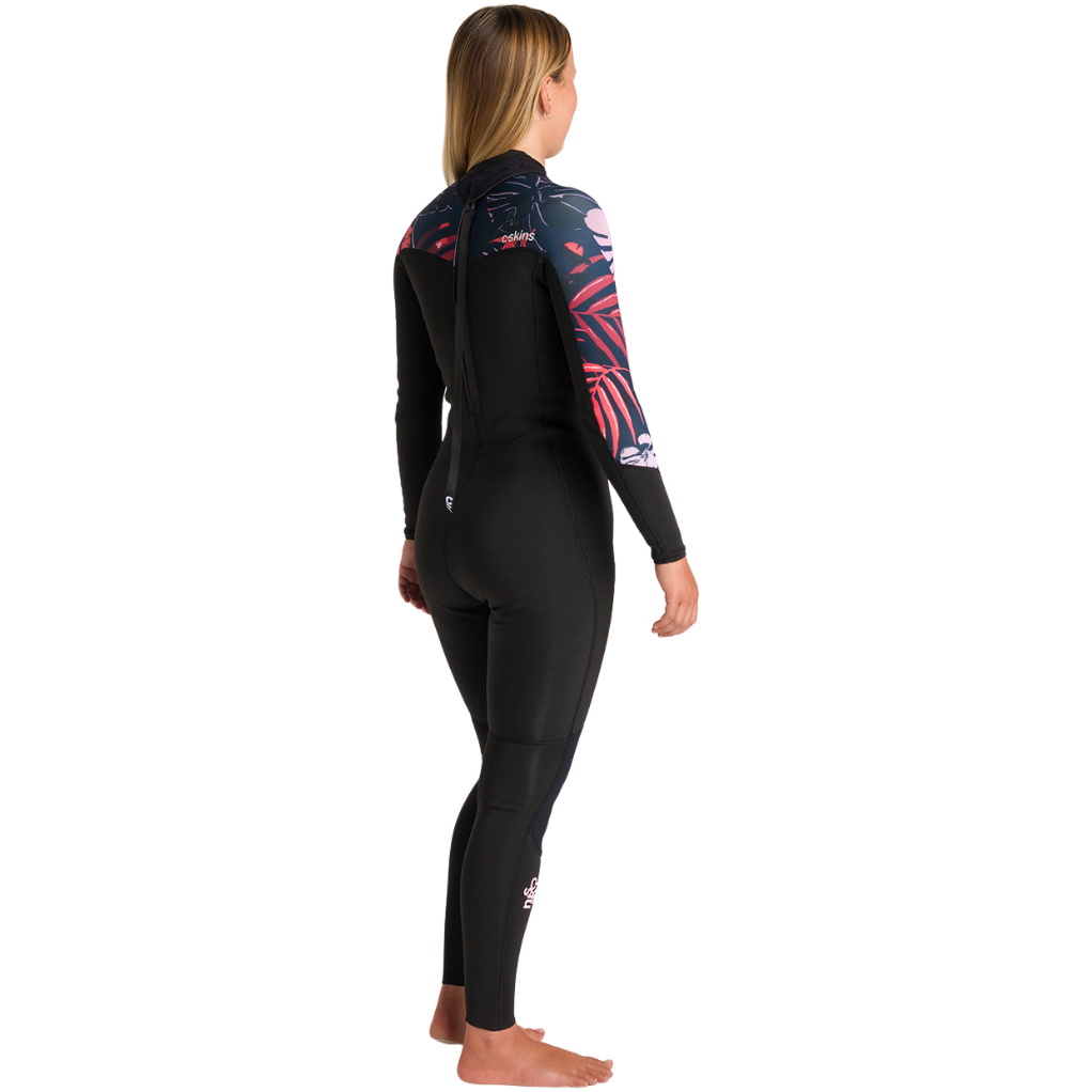 2026 C-Skins Womens NuWave Solace Lite 3/2mm Back Zip Wetsuit C-NSOL32STW - Black / Tropical
